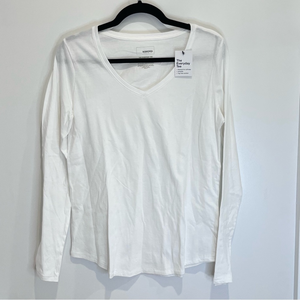 Sonoma Goods For Life White Long Sleeve Everyday Tee Size Medium